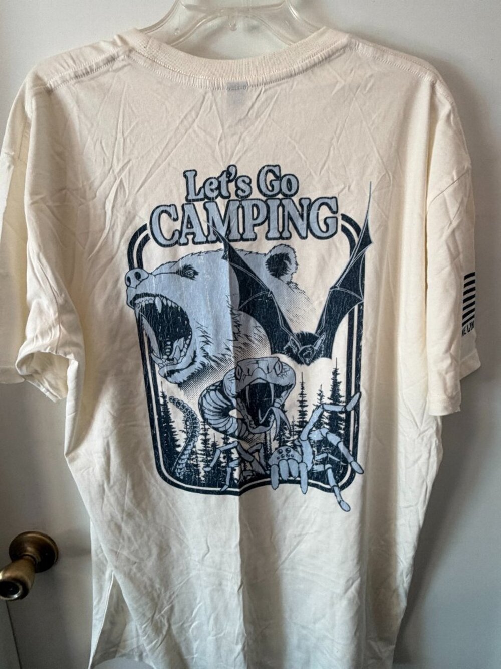 Nine Line T Shirt  Let's Go Camping Bear Snake Bat Graphic X Large Ivory  XL #1